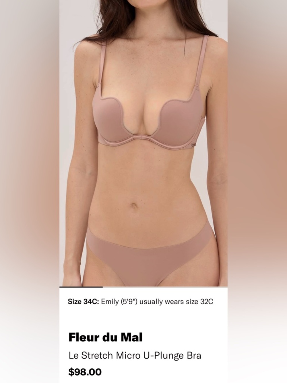 Fleur du Mal Nude Satin-Trim Underwire Bra Set